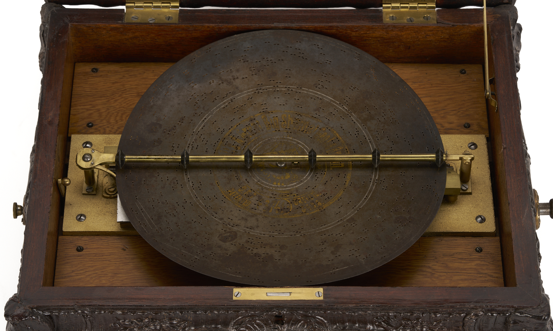 Lot 591: Symphonion Rococo Music Box plus 15 Discs