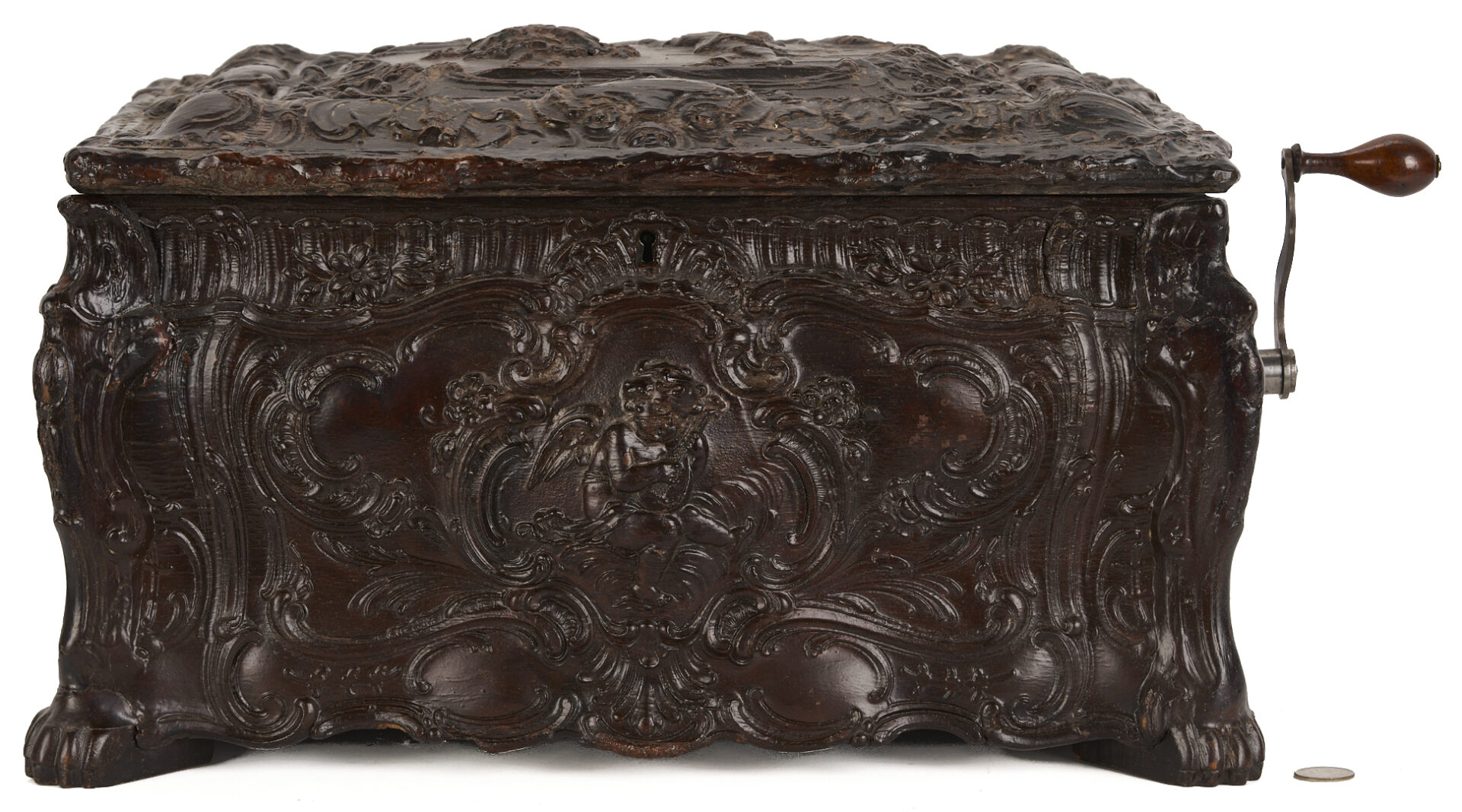 Lot 591: Symphonion Rococo Music Box plus 15 Discs