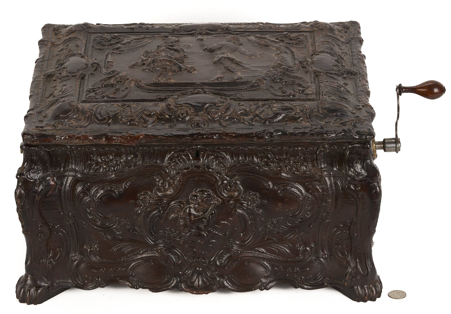 Lot 591: Symphonion Rococo Music Box plus 15 Discs