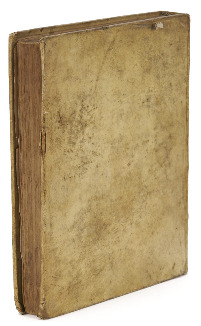 Lot 594: Two Antique Vellum Bound Books; 1708 Biblioteque; plus 1598 Justus Lipsius