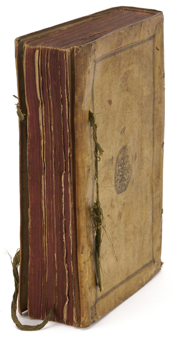 Lot 594: Two Antique Vellum Bound Books; 1708 Biblioteque; plus 1598 Justus Lipsius