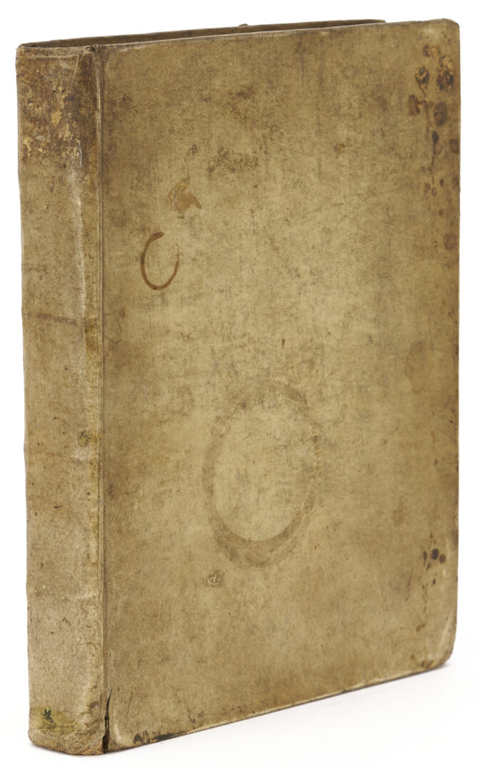 Lot 594: Two Antique Vellum Bound Books; 1708 Biblioteque; plus 1598 Justus Lipsius
