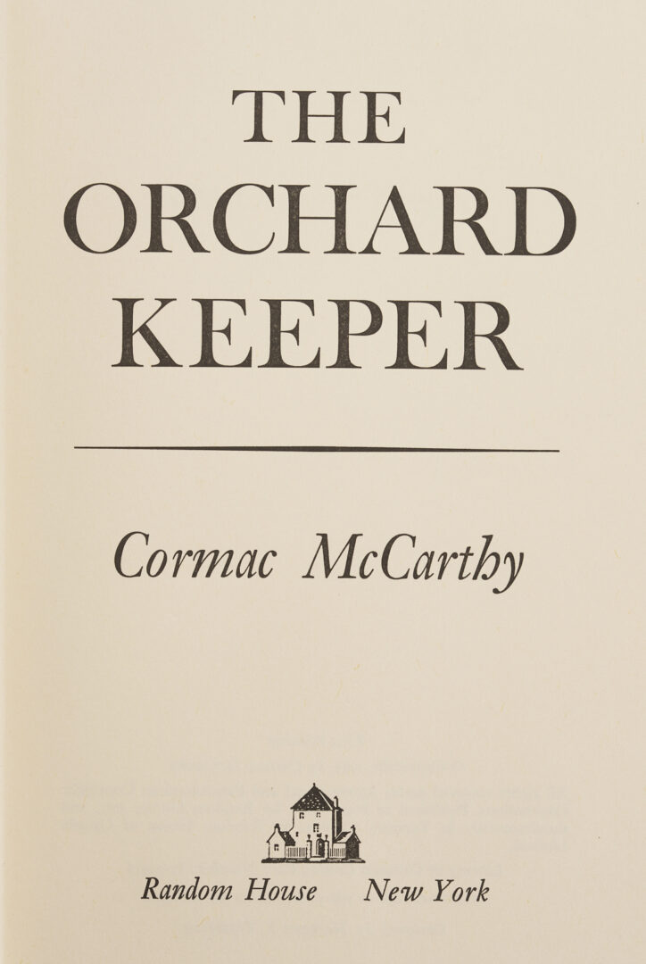 Lot 595: Cormac McCarthy, The Orchard Keeper, Signed 1st Edition