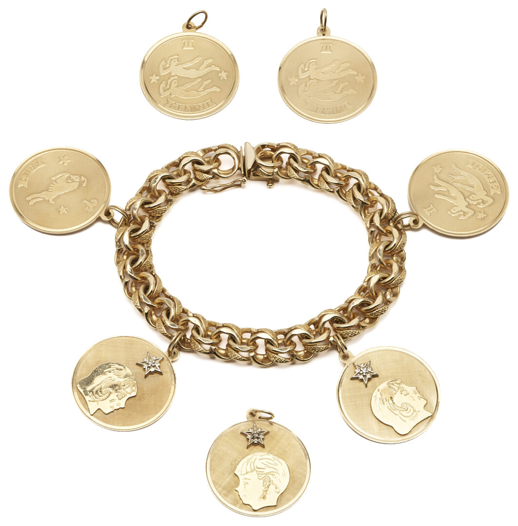 Lot 59: Vintage 14K Disc Charm Bracelet