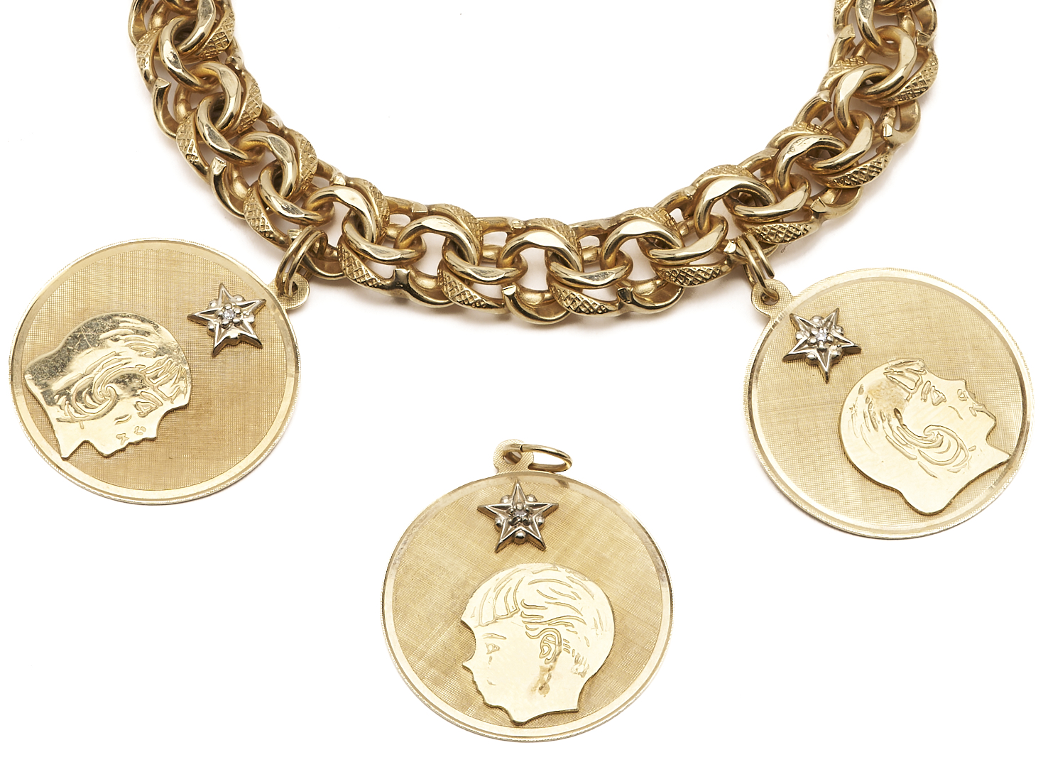 Lot 59: Vintage 14K Disc Charm Bracelet