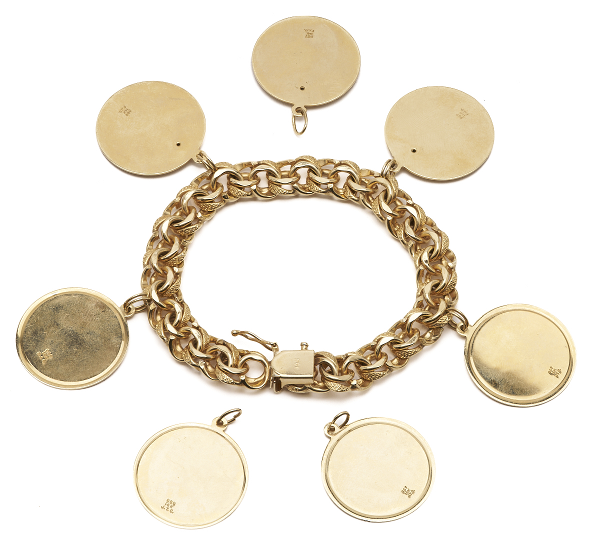 Lot 59: Vintage 14K Disc Charm Bracelet
