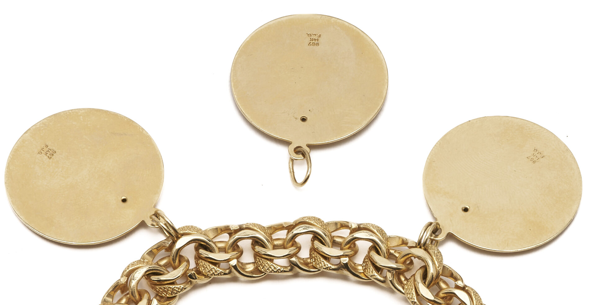 Lot 59: Vintage 14K Disc Charm Bracelet