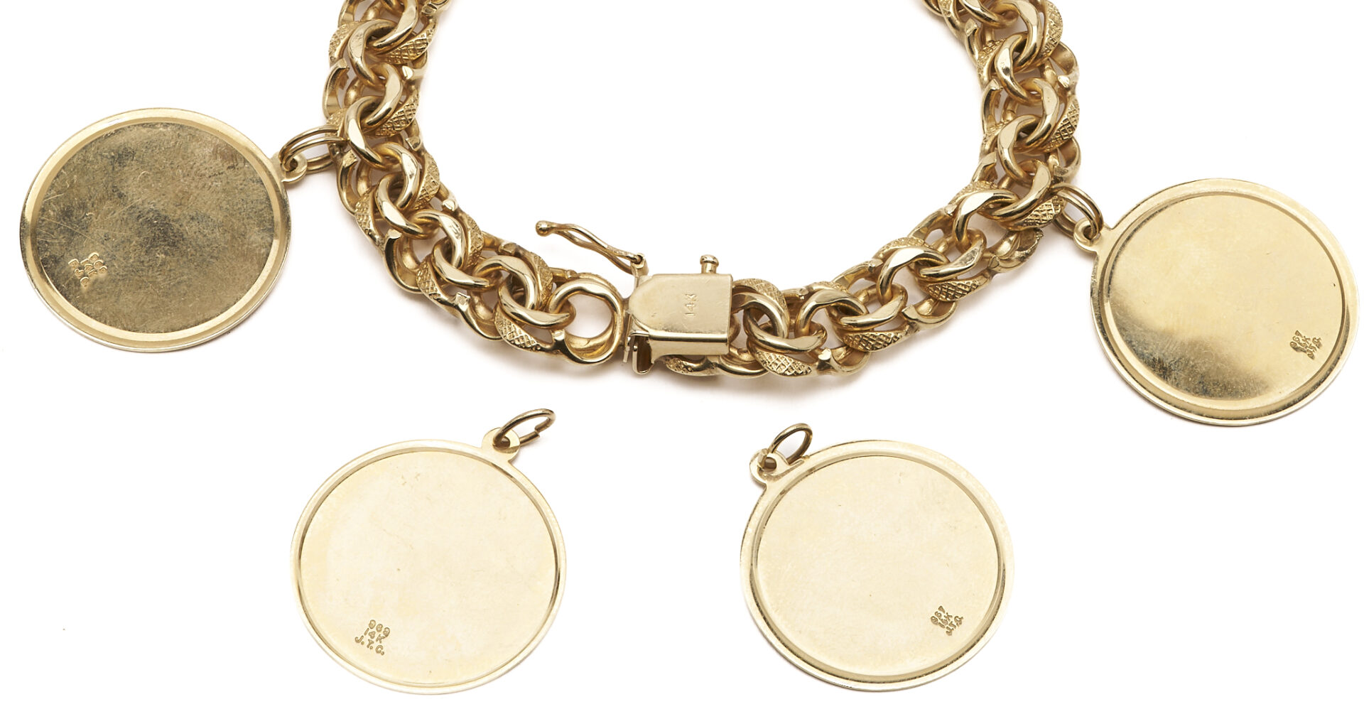 Lot 59: Vintage 14K Disc Charm Bracelet
