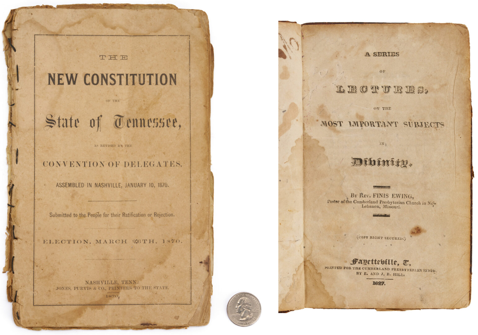 Lot 601: 1870 TN Constitution Plus 1827 Fayetteville Book / Imprint
