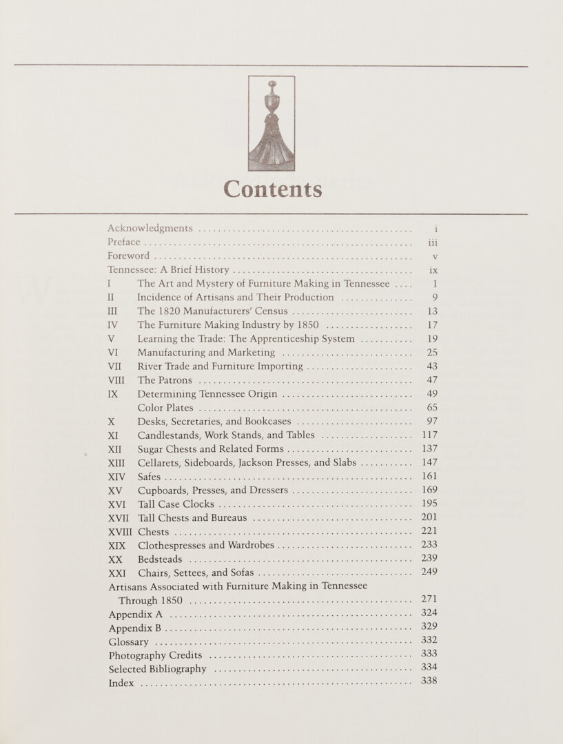 Lot 602: The Art & Mystery of Tennessee Furniture