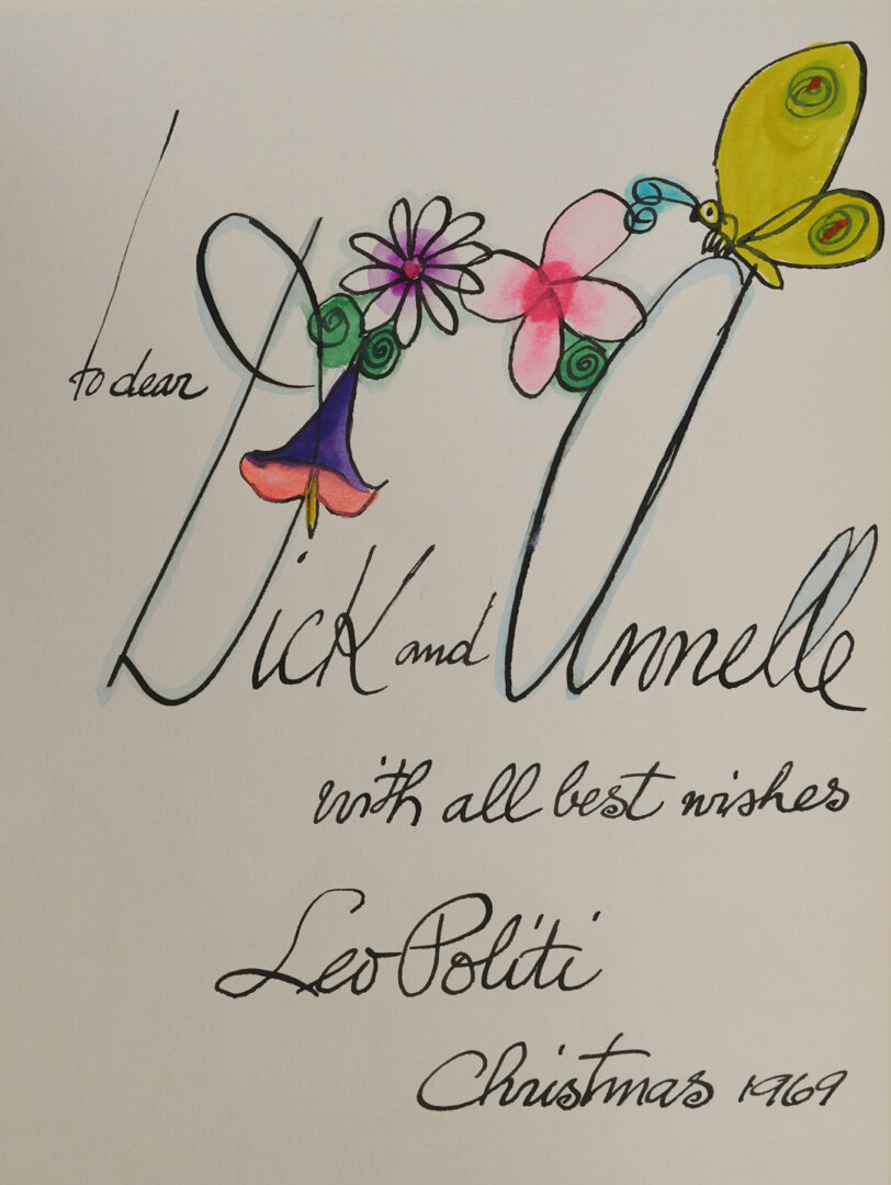 Lot 603: Leo Politi Inscribed Print Plus 3 Signed & Decorated Books