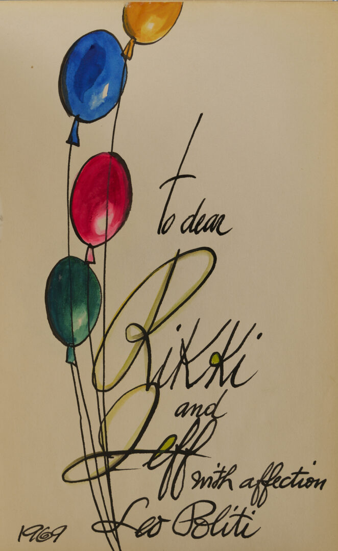 Lot 603: Leo Politi Inscribed Print Plus 3 Signed & Decorated Books