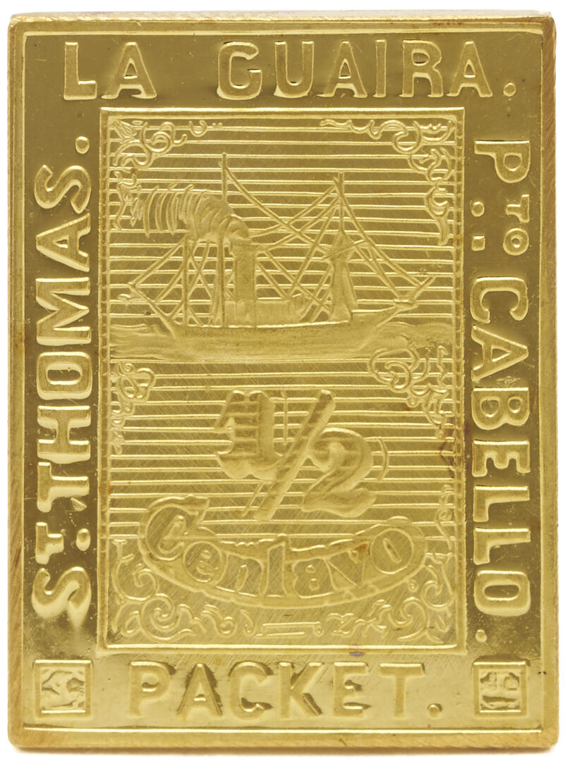 Lot 605: 3 Venezuela 22K Gold Replica Stamps