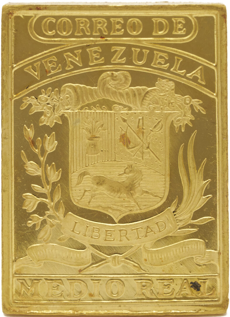 Lot 605: 3 Venezuela 22K Gold Replica Stamps