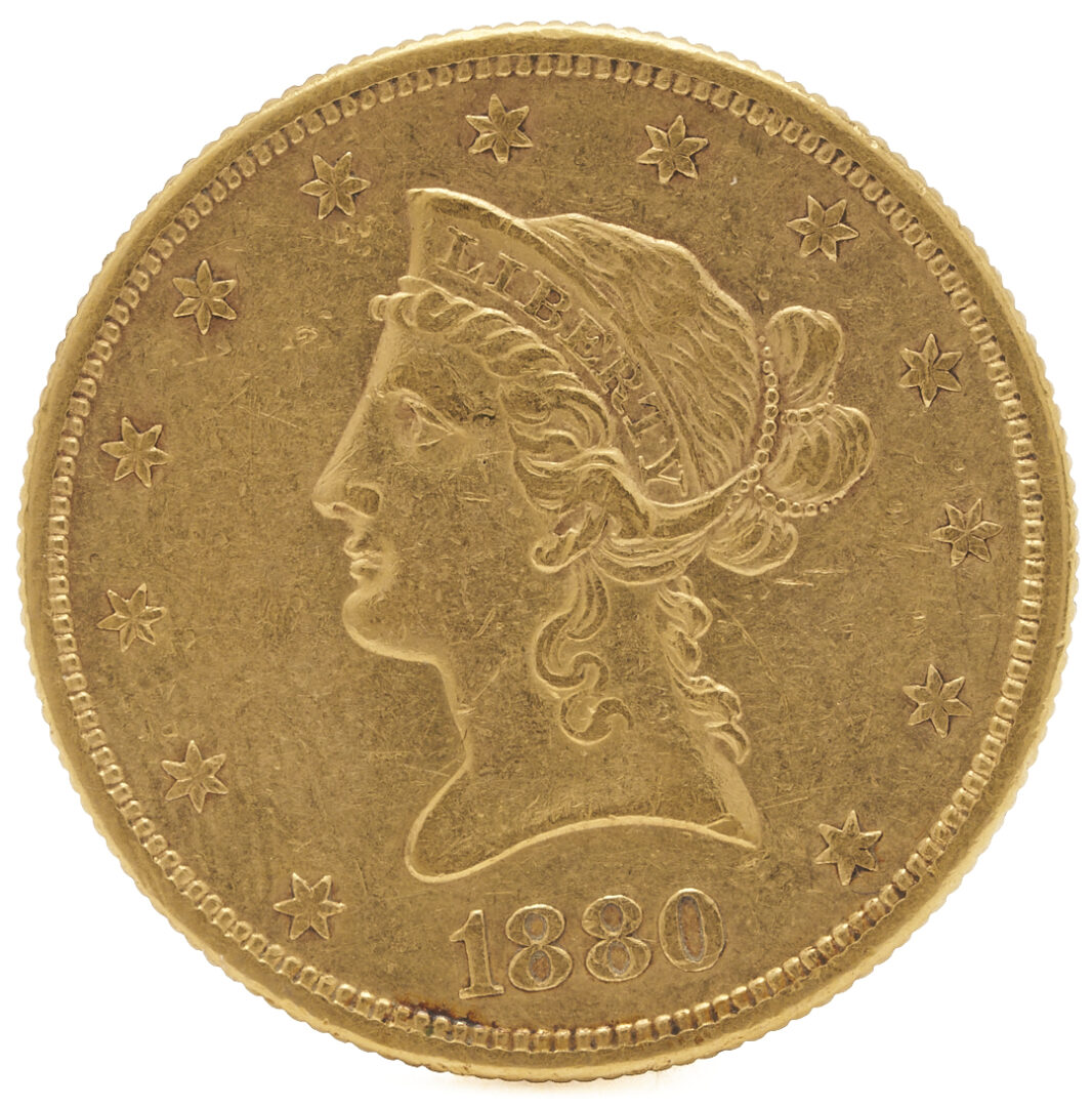 Lot 608: 1880 San Francisco $10 Liberty Head Gold Coin