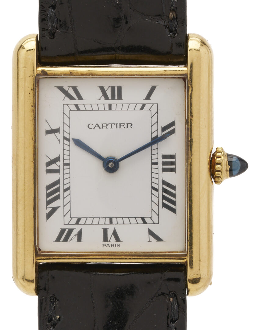 Lot 60: 18K Cartier Tank Louis Wristwatch