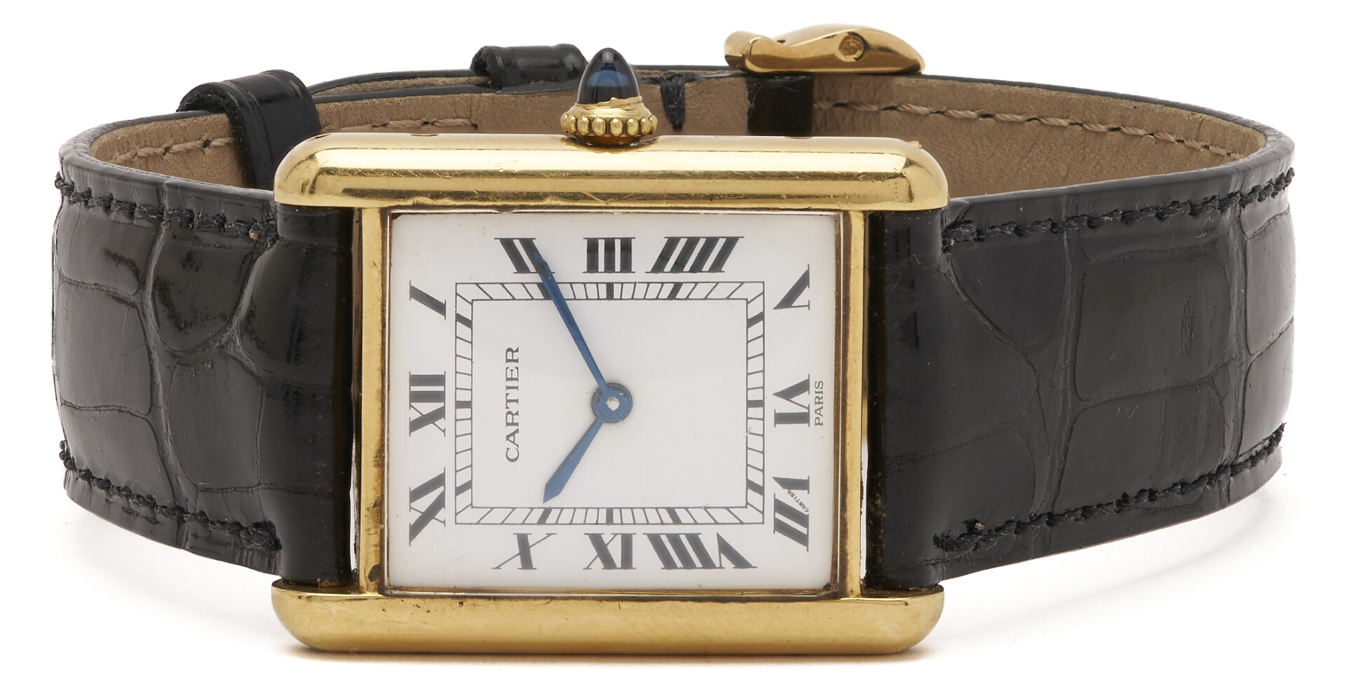 Lot 60: 18K Cartier Tank Louis Wristwatch