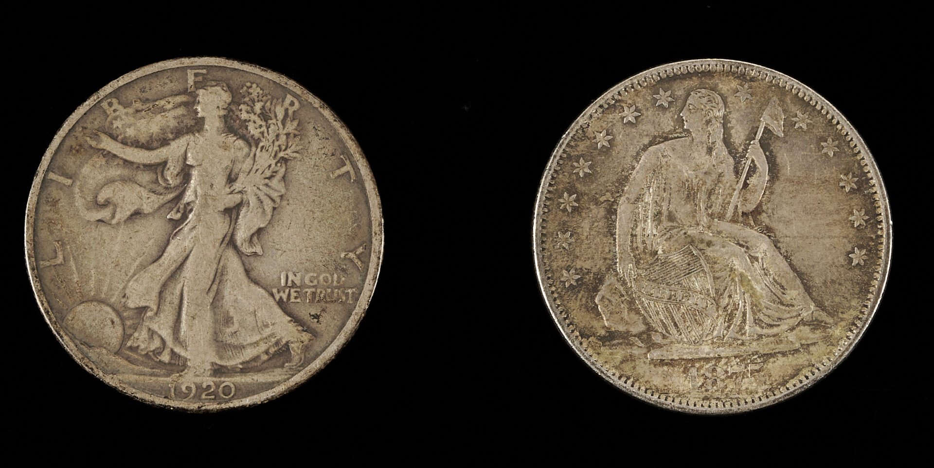 Lot 612: 19 US Silver Coins – 10 Morgan Dollars, 7 Peace Dollars, and 2 Half-Dollars