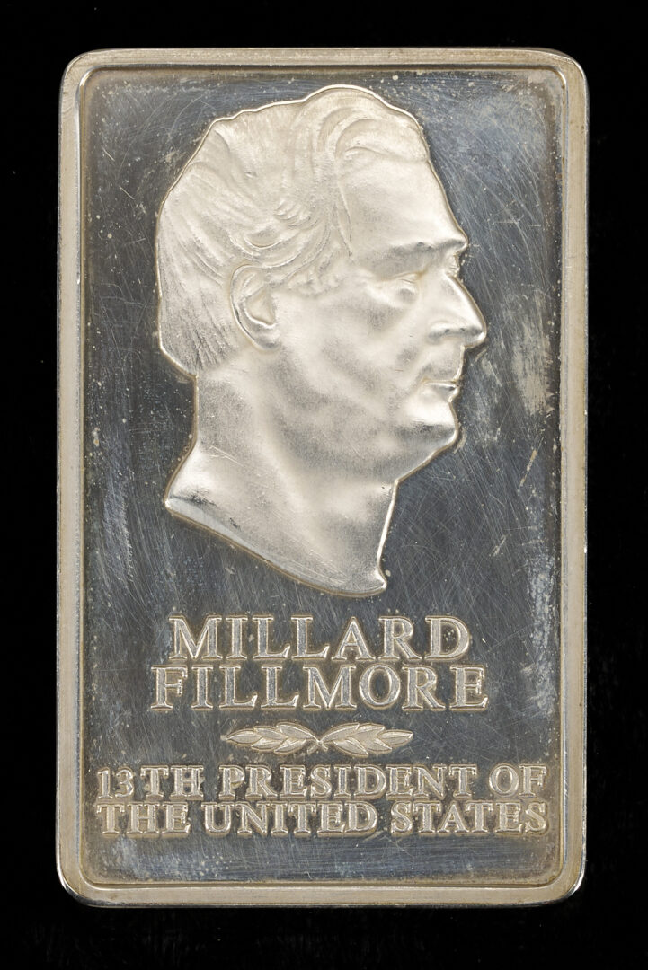 Lot 614: Millard Fillmore Danbury Mint Presidential Sterling Silver Ingot