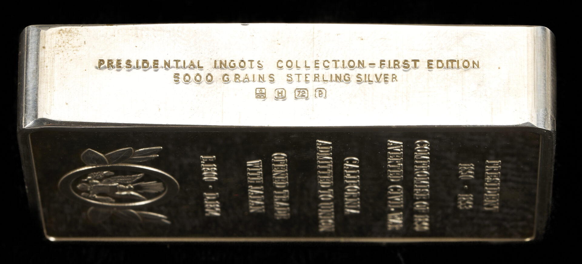 Lot 614: Millard Fillmore Danbury Mint Presidential Sterling Silver Ingot