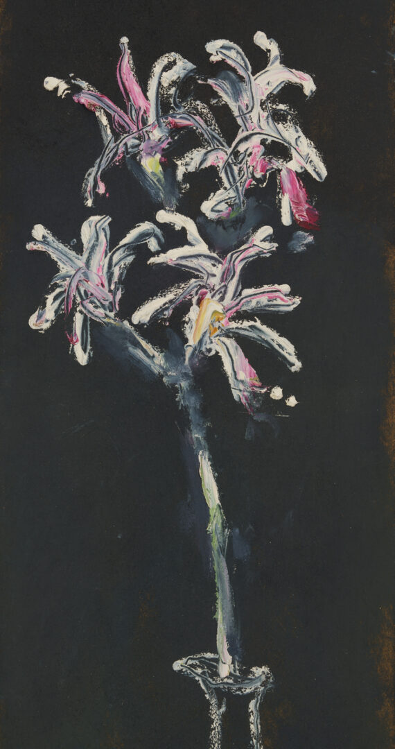 Lot 617: Small Sterling Strauser Floral Still Life Painting, Black Ground