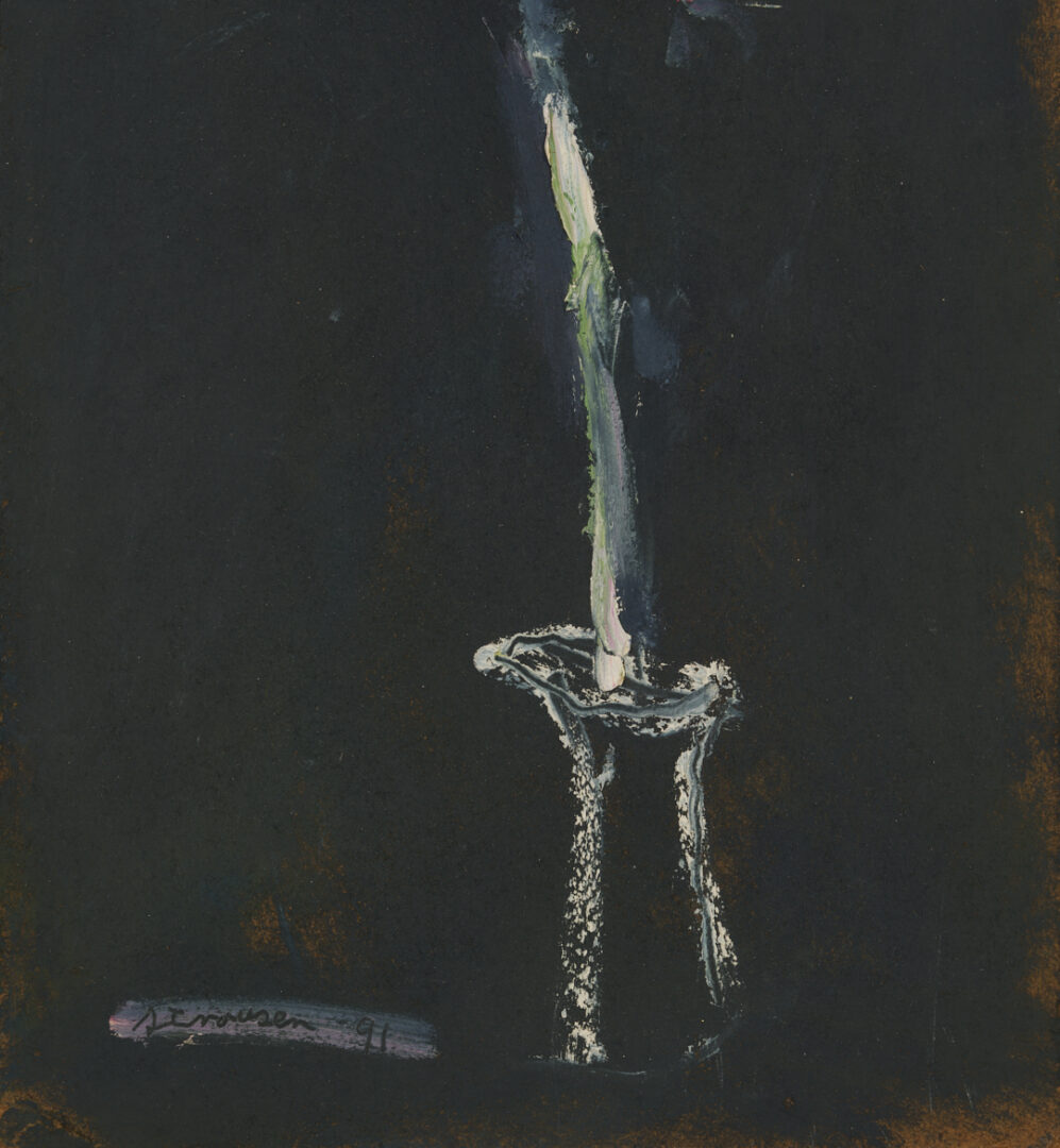 Lot 617: Small Sterling Strauser Floral Still Life Painting, Black Ground