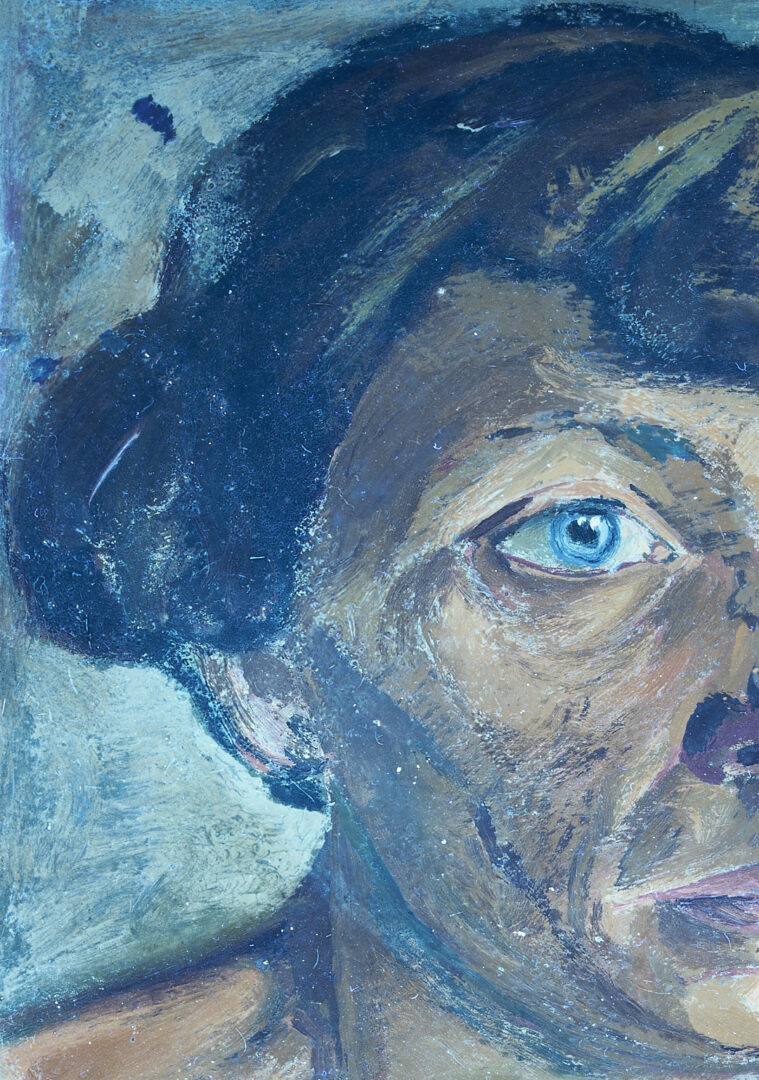 Lot 619: David Burliuk O/B Portrait of a Woman in Blue, 1918