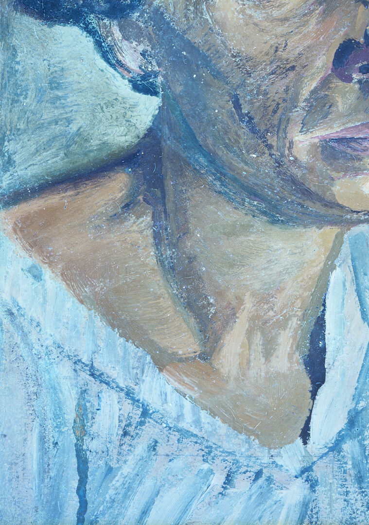 Lot 619: David Burliuk O/B Portrait of a Woman in Blue, 1918