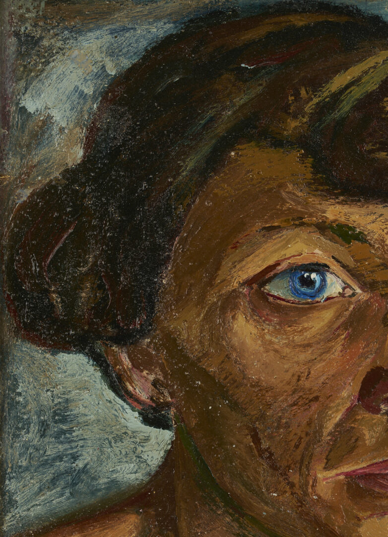 Lot 619: David Burliuk O/B Portrait of a Woman in Blue, 1918