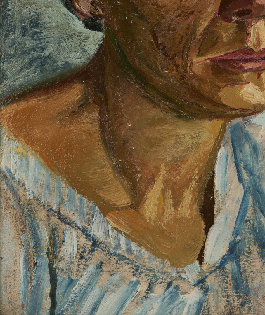 Lot 619: David Burliuk O/B Portrait of a Woman in Blue, 1918