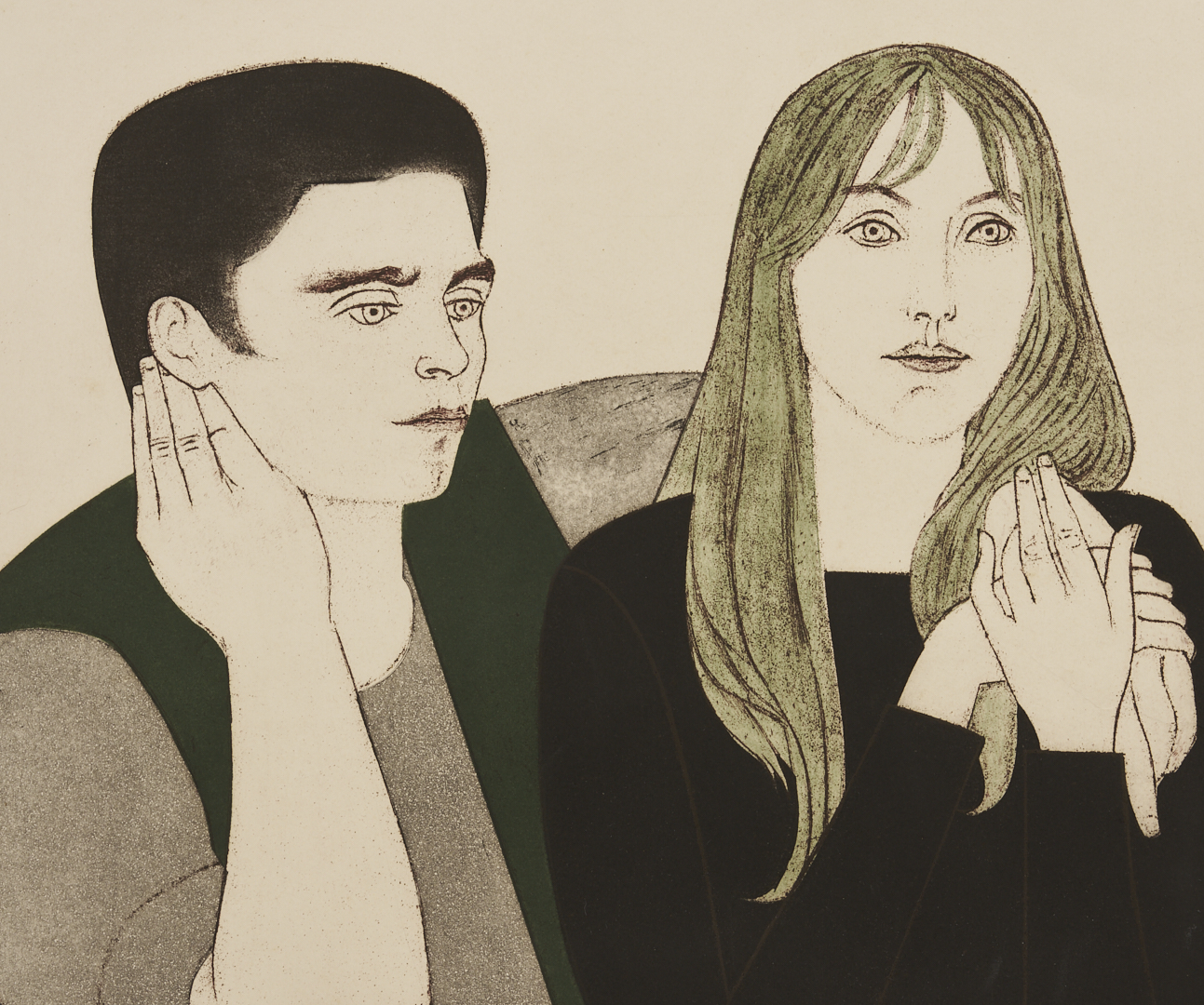 Lot 620: 2 Will Barnet Prints: Peter Grimes from Met. Opera Fine Art & Young Couple