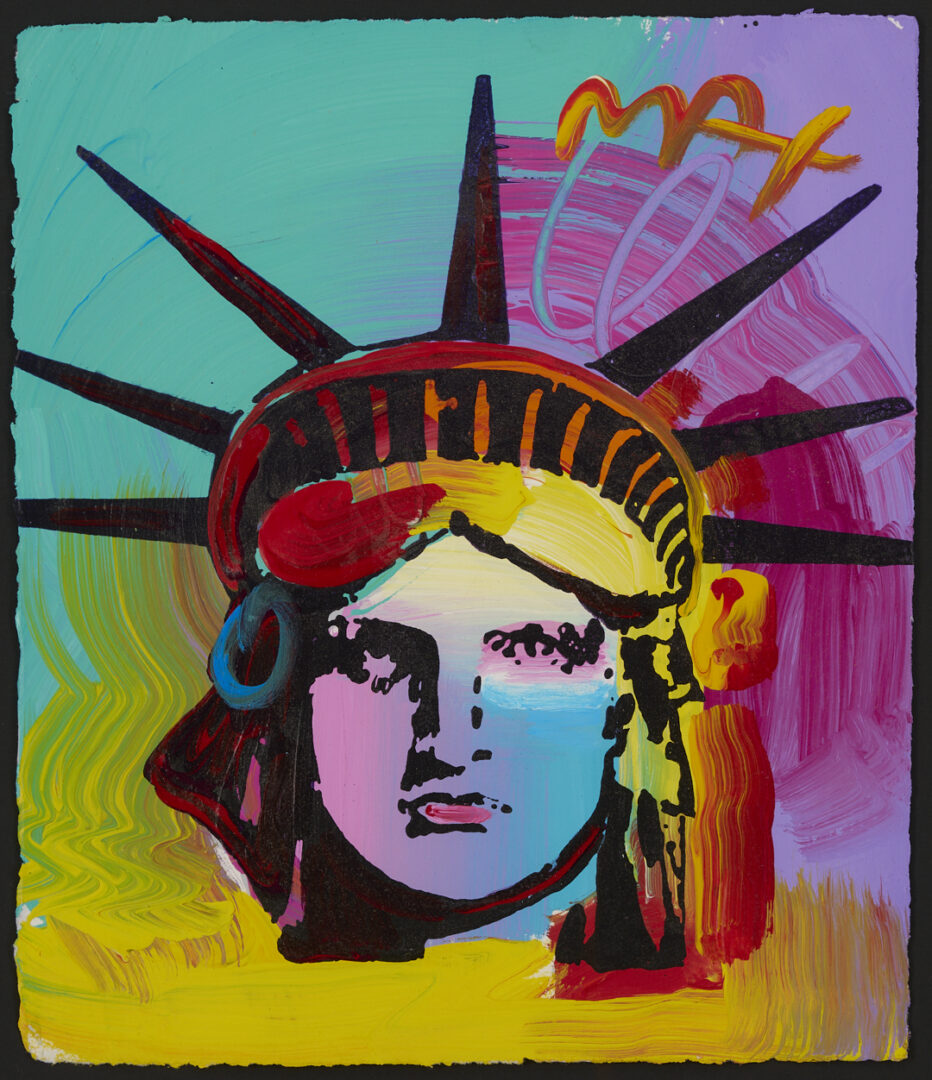 Lot 622: Peter Max Painting: Liberty Head