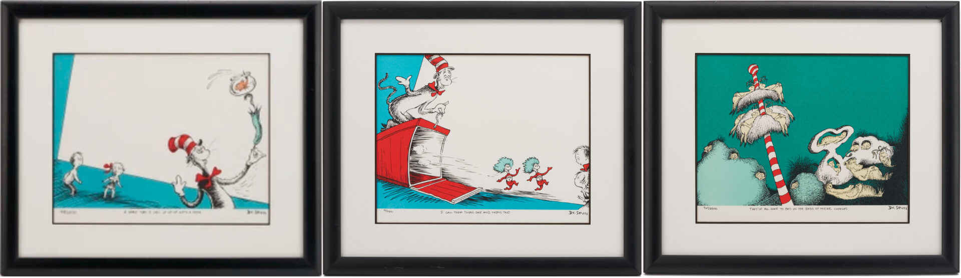 Lot 624: 3 Theodor Geisel / Dr. Seuss Lithographs, Cat In The Hat & Sleep Book