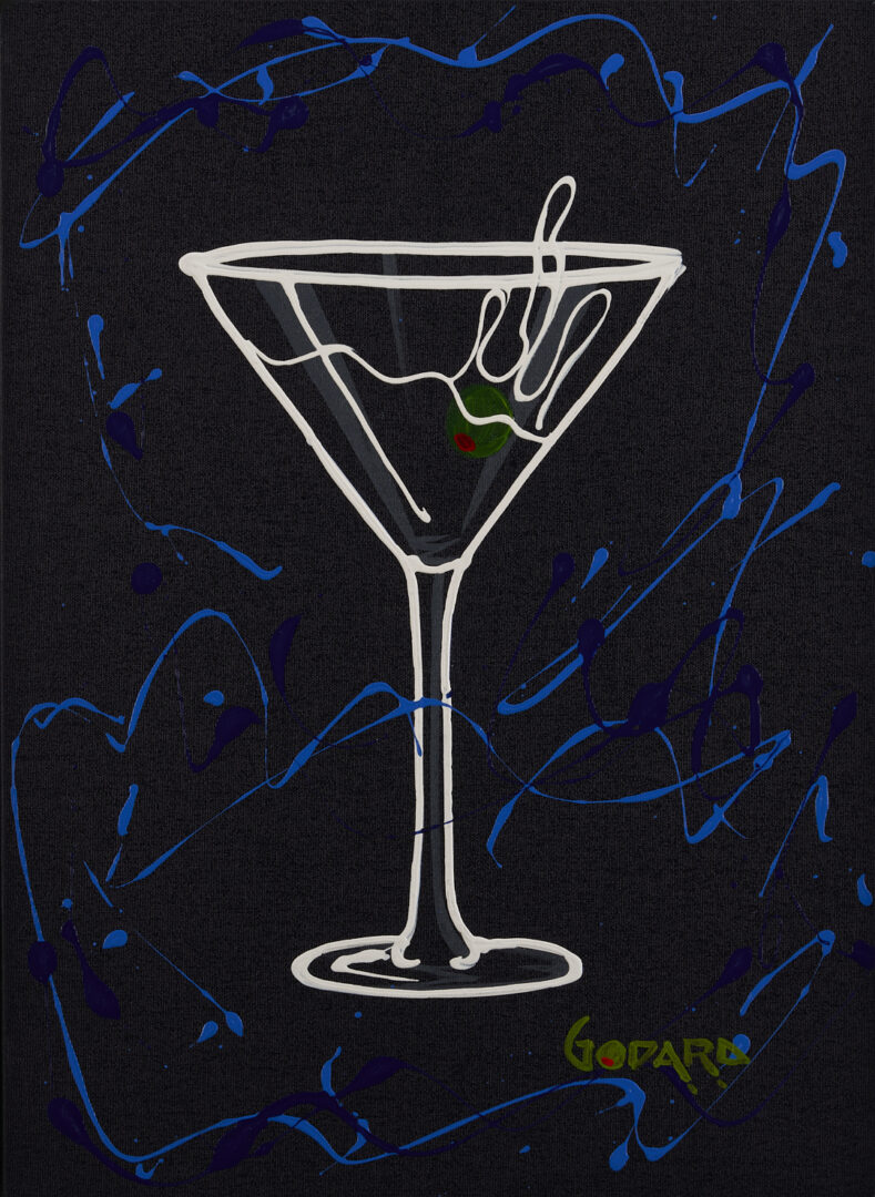 Lot 627: Michael Godard Original Painting, Martini on Black