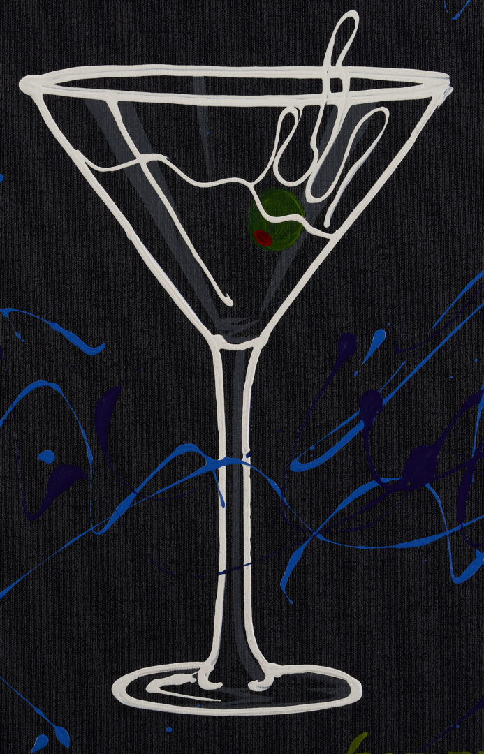 Lot 627: Michael Godard Original Painting, Martini on Black