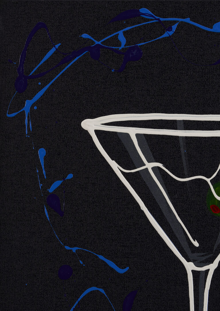 Lot 627: Michael Godard Original Painting, Martini on Black
