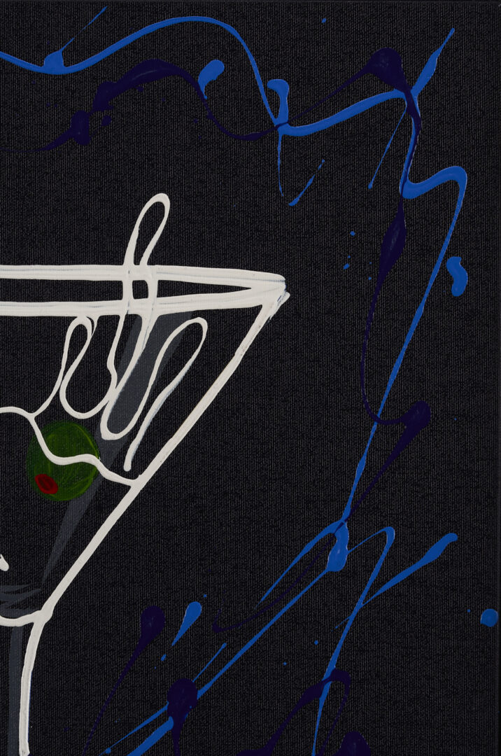 Lot 627: Michael Godard Original Painting, Martini on Black
