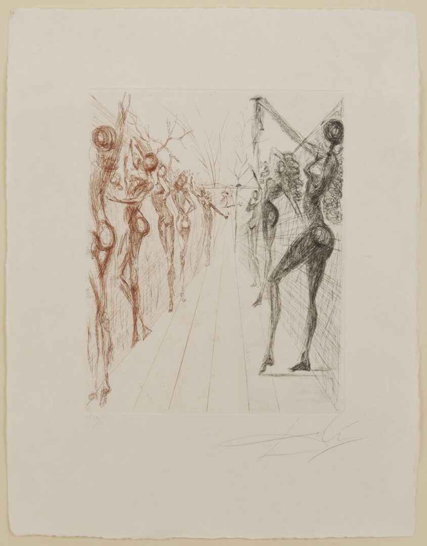 Lot 628: Salvador Dali Signed Etching, Corridor of Katmandu from The Hippies