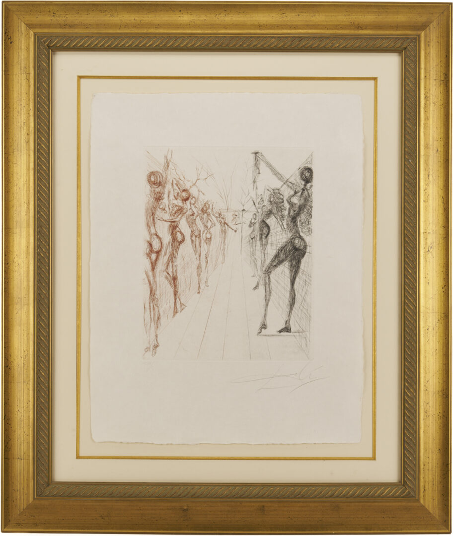 Lot 628: Salvador Dali Signed Etching, Corridor of Katmandu from The Hippies
