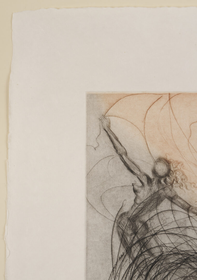 Lot 629: Salvador Dali Signed Etching, Women in the Waves from The Hippies