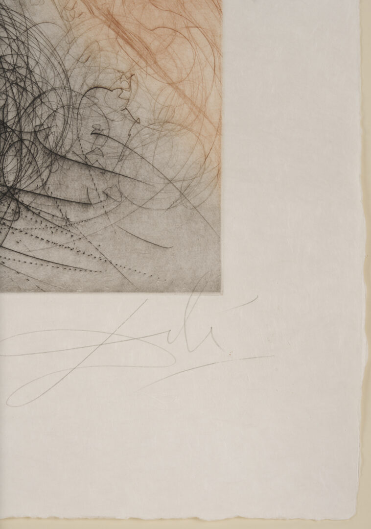 Lot 629: Salvador Dali Signed Etching, Women in the Waves from The Hippies