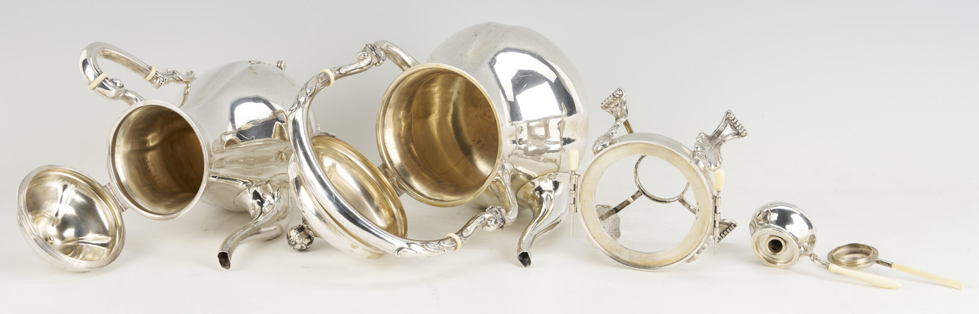 Lot 62: 5 Pc. European .800 Silver Tea Service & .800 Silver Tray