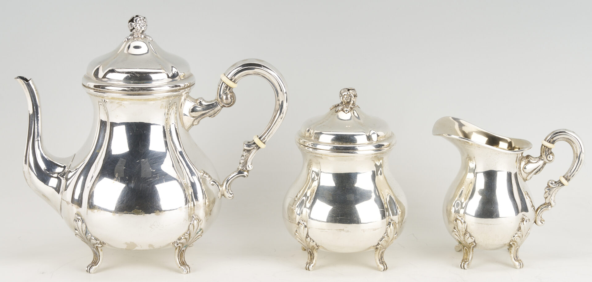Lot 62: 5 Pc. European .800 Silver Tea Service & .800 Silver Tray