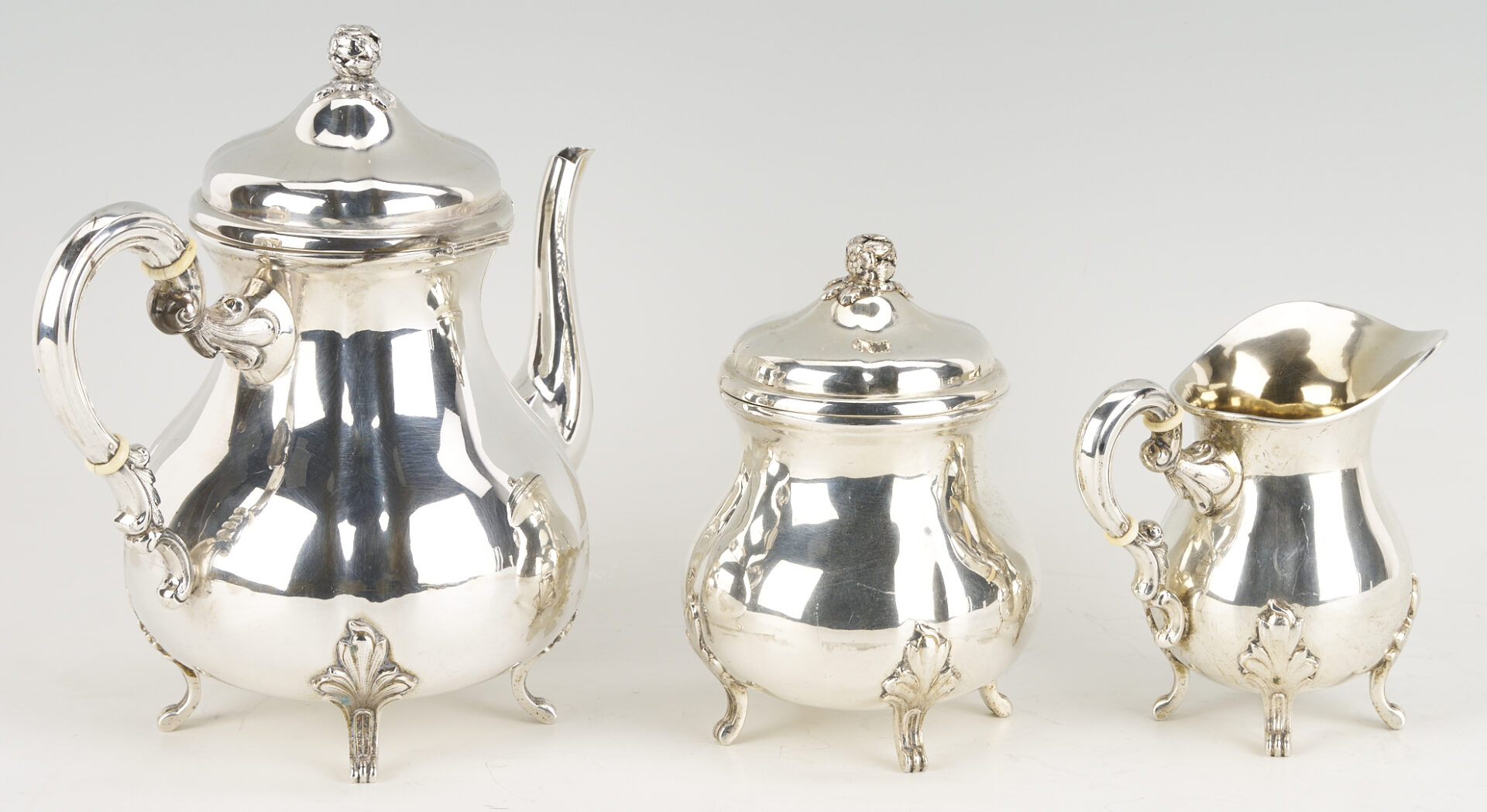 Lot 62: 5 Pc. European .800 Silver Tea Service & .800 Silver Tray