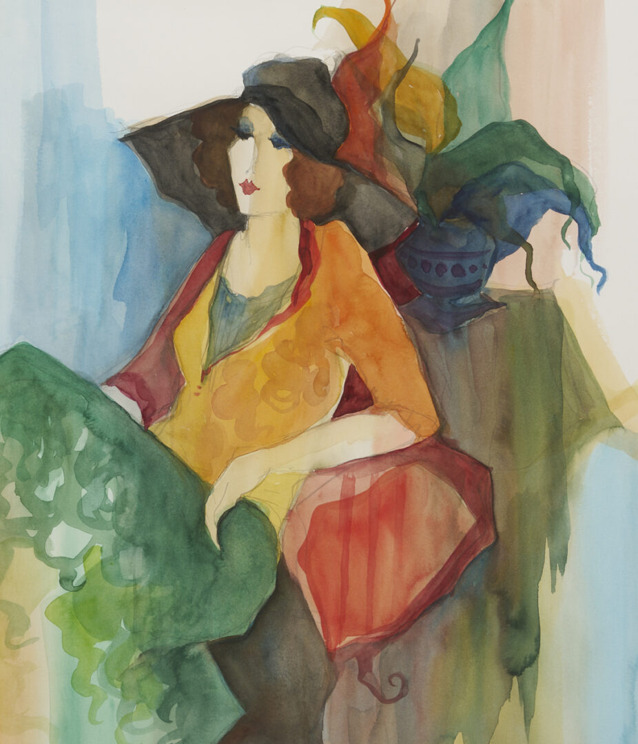 Lot 633: Itzchak Tarkay W/C Painting, Fleeting Thoughts