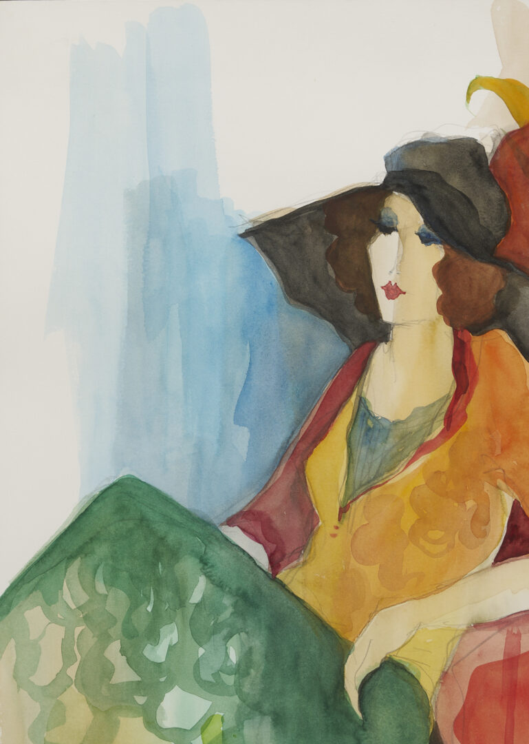 Lot 633: Itzchak Tarkay W/C Painting, Fleeting Thoughts