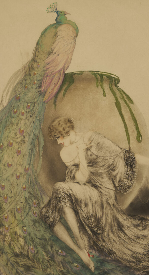 Lot 634: Louis Icart Signed Etching, Peacock