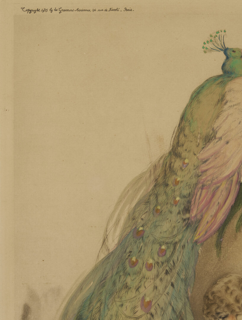 Lot 634: Louis Icart Signed Etching, Peacock
