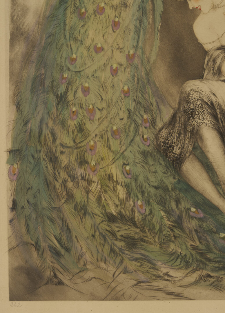 Lot 634: Louis Icart Signed Etching, Peacock