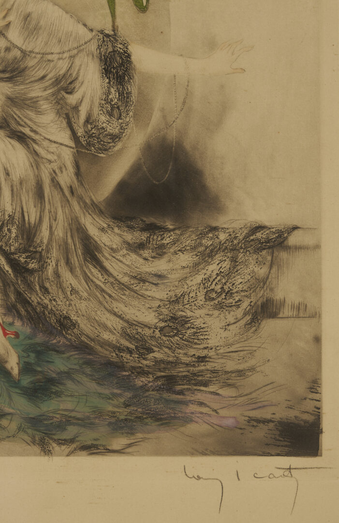 Lot 634: Louis Icart Signed Etching, Peacock